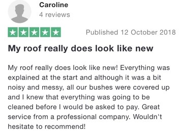 5 Star Review on Trust Pilot for our Roof Cleaning Service