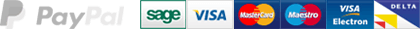 Paypal, Sage Pay, Visa, Mastercard, Maestro, Visa Electron & Delta